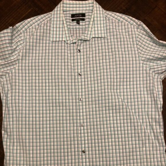 ❄️ ❄️ Winter Sale ❄️ ❄️ Apt. 9 Men Plaid Shirt Stretch Slim Fit - Picture 4 of 6